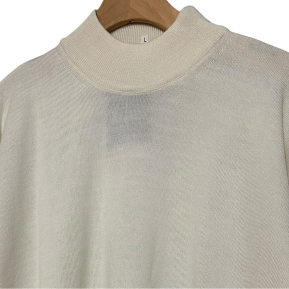 Alan Stuart NWT Mens Size L Ivory Cream Wool Blend Long Sleeve Mock Neck Sweater